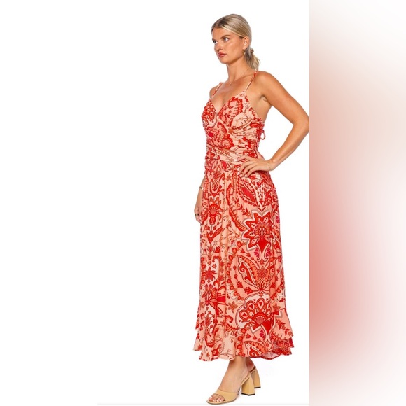 NWT JAIPUR RED CROSSOVER MAXI DRESS SIZE S - Picture 2 of 4